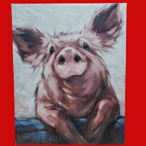 Pig Oil Painting Canvas Wall Art Hanging Decor
